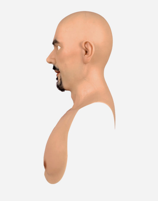 Elite Series Silicone Male Mask – Ultra-Realistic Bald Design with Goatee