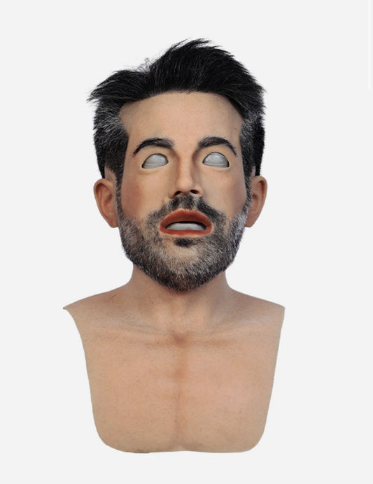 Executive Elite Silicone Mask – Realistic Hair & Beard | Full Head & Chest Prosthetic